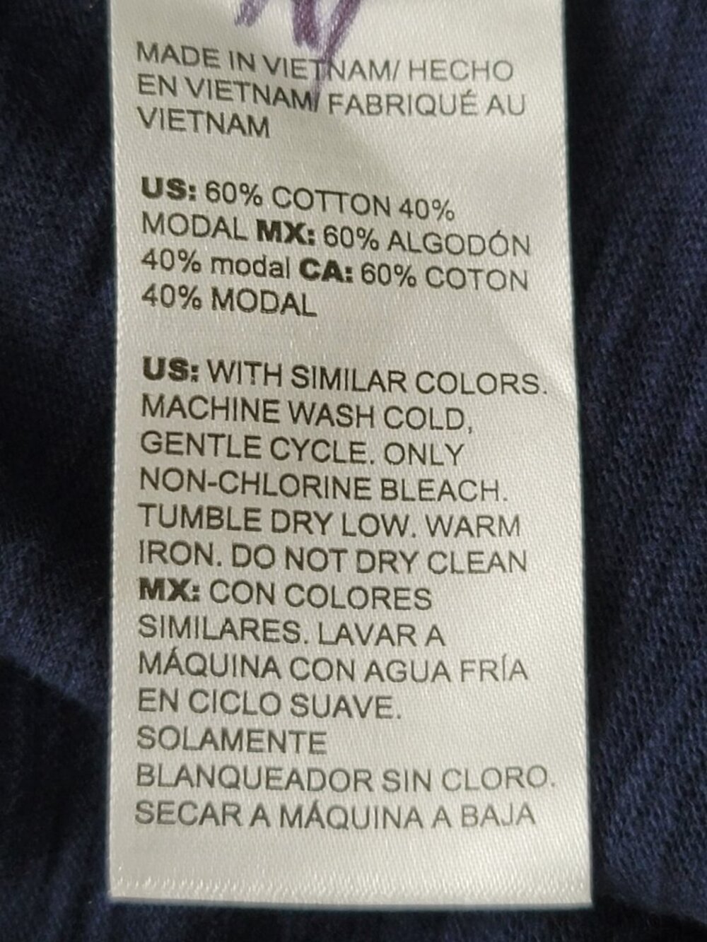 CHICO’S Ultimate Tee Navy Blue Pocket Top Cotton Modal 3/4 Sleeve | Size 3 - Picture 10 of 10